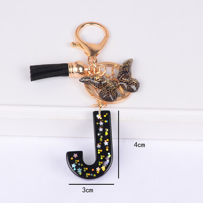 Brelocuri fluture și brelocuri alfabete drăguț stea paiete rășină breloc inel bărbați și femei poșetă geanta rucsac farmec
