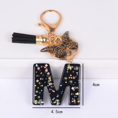 Brelocuri fluture și brelocuri alfabete drăguț stea paiete rășină breloc inel bărbați și femei poșetă geanta rucsac farmec