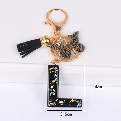 Brelocuri fluture și brelocuri alfabete drăguț stea paiete rășină breloc inel bărbați și femei poșetă geanta rucsac farmec