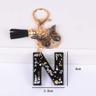 Brelocuri fluture și brelocuri alfabete drăguț stea paiete rășină breloc inel bărbați și femei poșetă geanta rucsac farmec