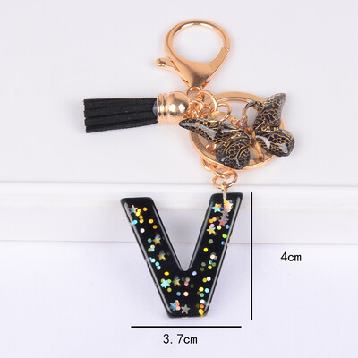 Brelocuri fluture și brelocuri alfabete drăguț stea paiete rășină breloc inel bărbați și femei poșetă geanta rucsac farmec