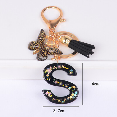 Brelocuri fluture și brelocuri alfabete drăguț stea paiete rășină breloc inel bărbați și femei poșetă geanta rucsac farmec
