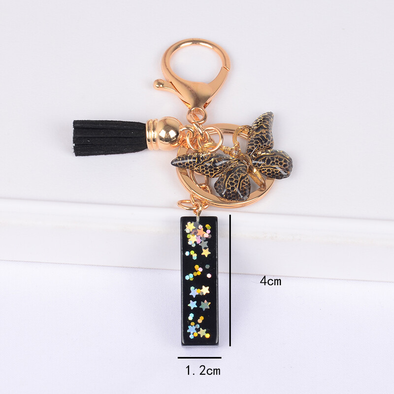 Brelocuri fluture și brelocuri alfabete drăguț stea paiete rășină breloc inel bărbați și femei poșetă geanta rucsac farmec