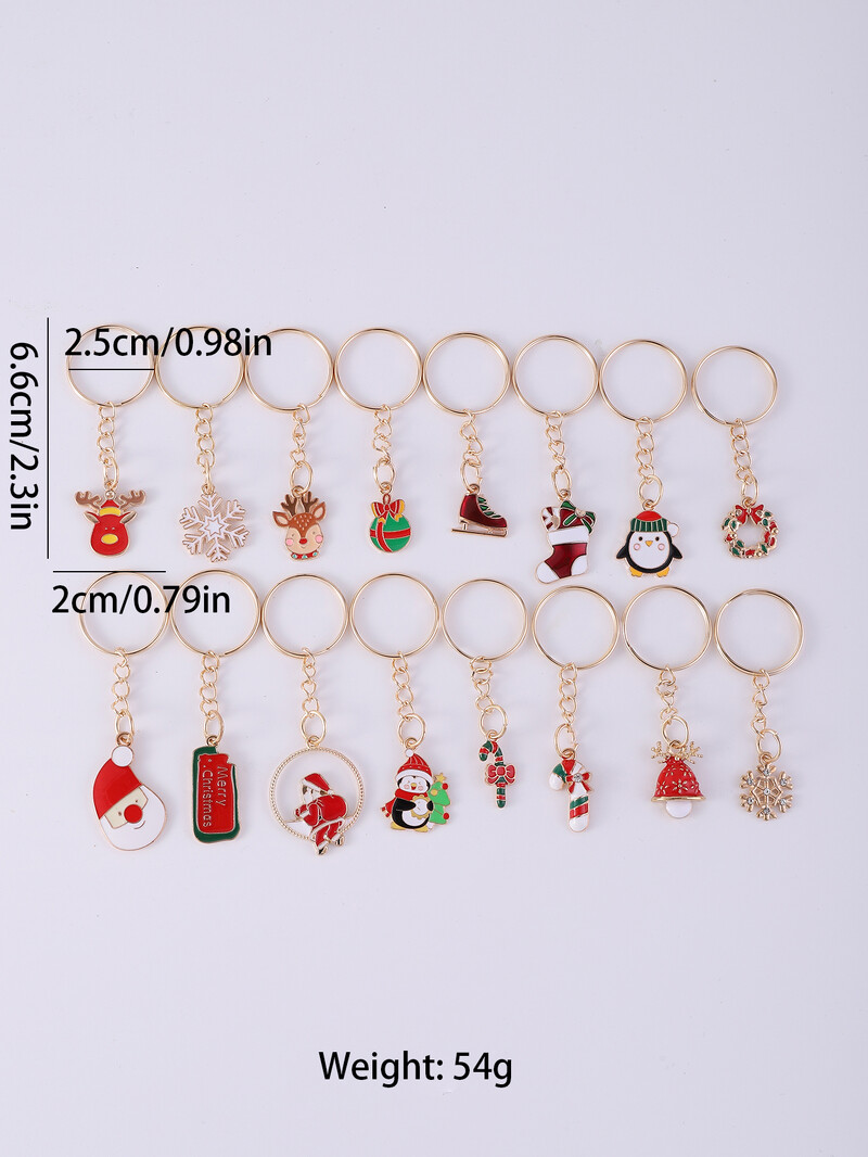 16 bucăți/set Desene animate Moș Crăciun Cerb Breloc din aliaj Poșetă Poșetă Cadouri de Crăciun breloc pentru cadou de petrecere de Crăciun