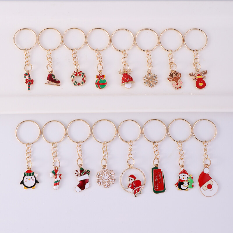 16 bucăți/set Desene animate Moș Crăciun Cerb Breloc din aliaj Poșetă Poșetă Cadouri de Crăciun breloc pentru cadou de petrecere de Crăciun