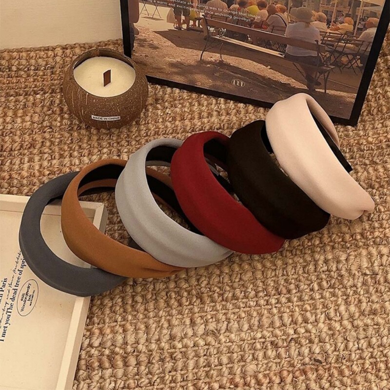 Csúcsminőségű egyszínű szövet széles szélű fejpánt divatos hajkiegészítők női trend hajpánt hajpánt karikás lány fejfedőkhöz
