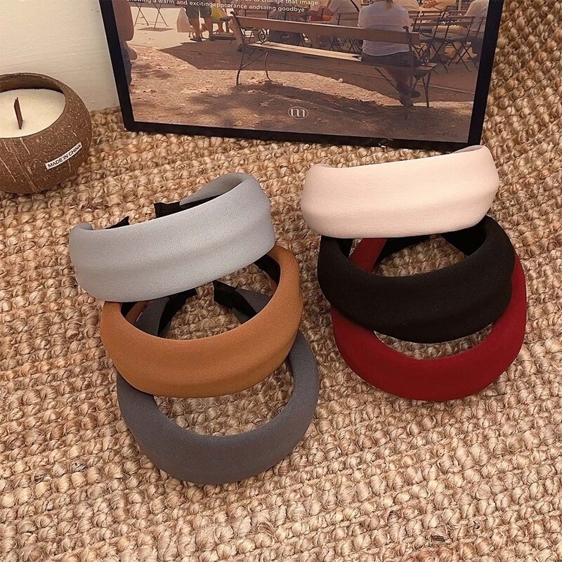 Csúcsminőségű egyszínű szövet széles szélű fejpánt divatos hajkiegészítők női trend hajpánt hajpánt karikás lány fejfedőkhöz