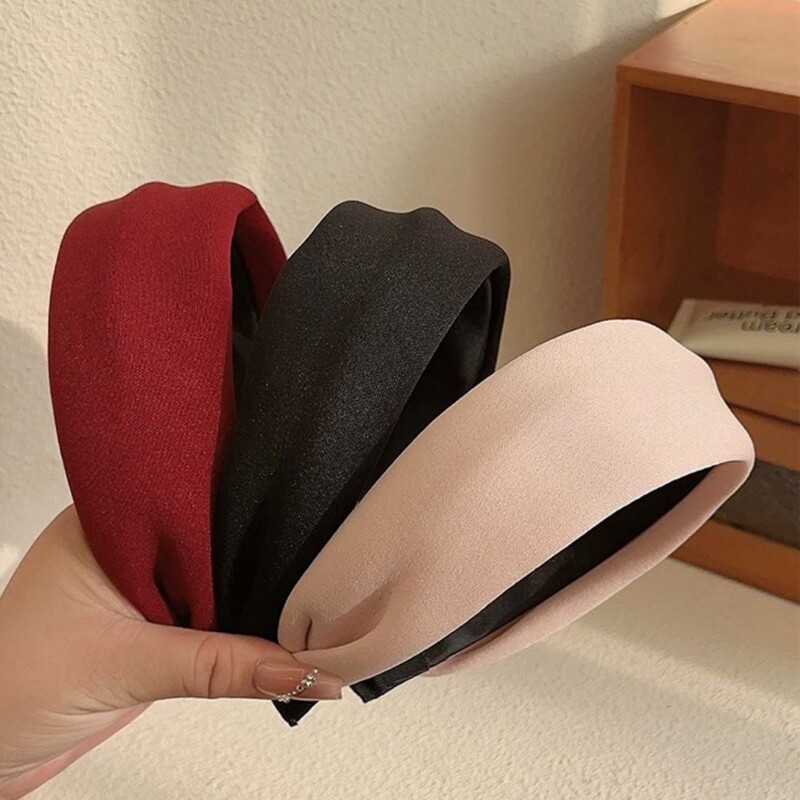 Csúcsminőségű egyszínű szövet széles szélű fejpánt divatos hajkiegészítők női trend hajpánt hajpánt karikás lány fejfedőkhöz