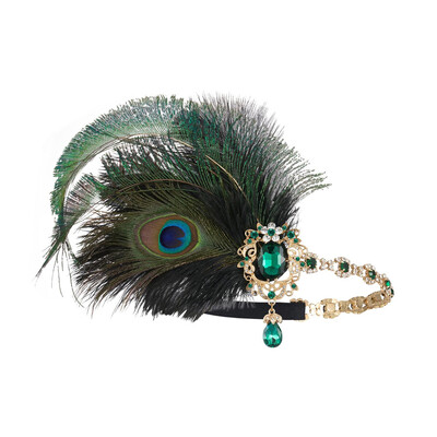 1920 Flapper Peacock Feath Band Roaring Anii 20 Showgirl Hair Band Great Gatsby Hair Accessories 머리띠 резинки для волос 헤어밴드