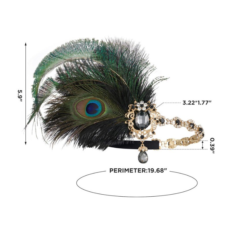 1920 Flapper Peacock Feath Band Roaring Anii 20 Showgirl Hair Band Great Gatsby Hair Accessories 머리띠 резинки для волос 헤어밴드