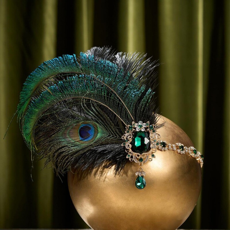 1920 Flapper Peacock Feath Band Roaring Anii 20 Showgirl Hair Band Great Gatsby Hair Accessories 머리띠 резинки для волос 헤어밴드