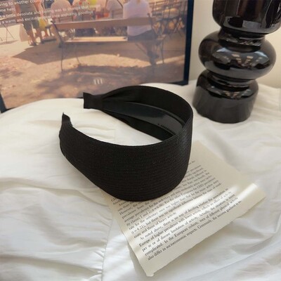 Retro megztas plataus krašto vientisos spalvos juostelės galvos apdangalas Madingi plaukų aksesuarai moterims Madingi neslystantys plaukų juostelės plaukų lankelis mergaitei