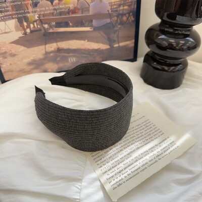 Retro megztas plataus krašto vientisos spalvos juostelės galvos apdangalas Madingi plaukų aksesuarai moterims Madingi neslystantys plaukų juostelės plaukų lankelis mergaitei