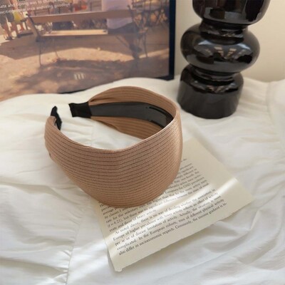 Retro megztas plataus krašto vientisos spalvos juostelės galvos apdangalas Madingi plaukų aksesuarai moterims Madingi neslystantys plaukų juostelės plaukų lankelis mergaitei