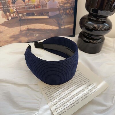 Retro megztas plataus krašto vientisos spalvos juostelės galvos apdangalas Madingi plaukų aksesuarai moterims Madingi neslystantys plaukų juostelės plaukų lankelis mergaitei