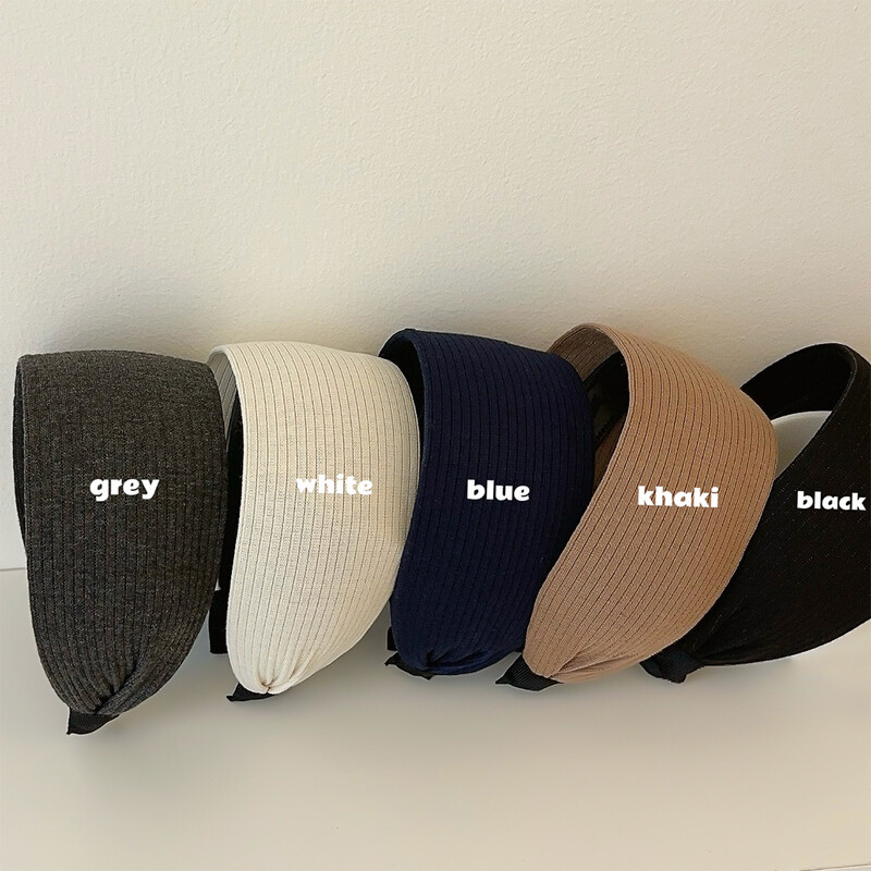 Retro megztas plataus krašto vientisos spalvos juostelės galvos apdangalas Madingi plaukų aksesuarai moterims Madingi neslystantys plaukų juostelės plaukų lankelis mergaitei