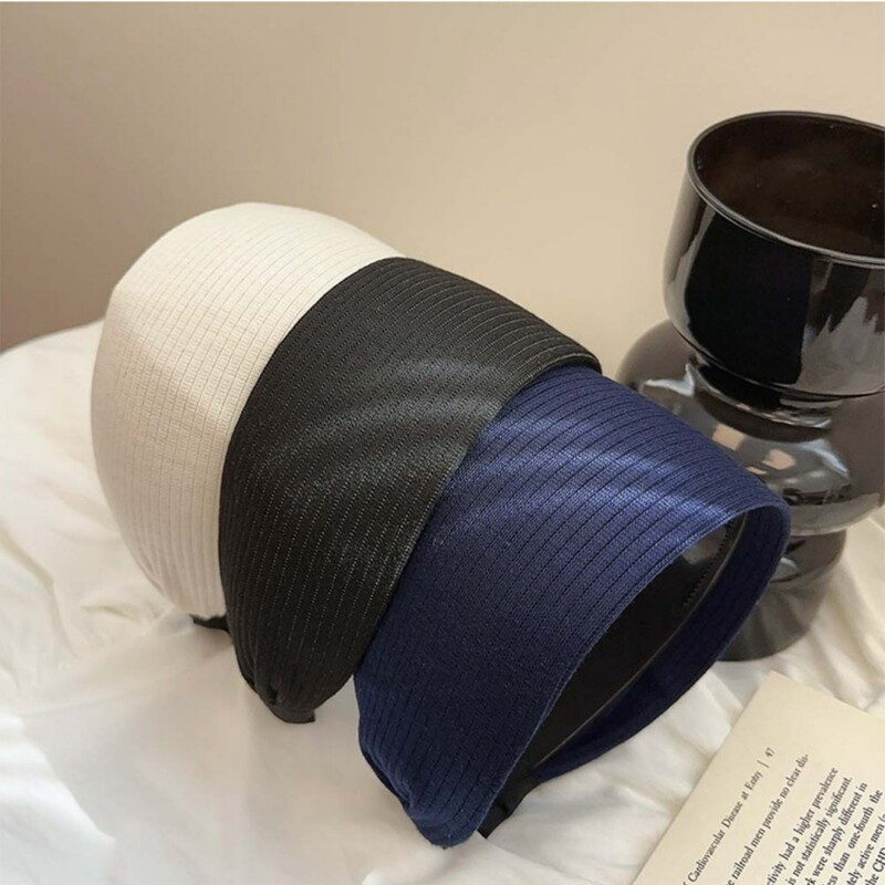 Retro megztas plataus krašto vientisos spalvos juostelės galvos apdangalas Madingi plaukų aksesuarai moterims Madingi neslystantys plaukų juostelės plaukų lankelis mergaitei