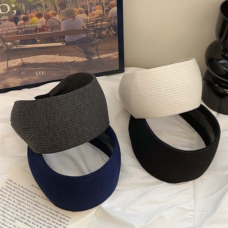 Retro megztas plataus krašto vientisos spalvos juostelės galvos apdangalas Madingi plaukų aksesuarai moterims Madingi neslystantys plaukų juostelės plaukų lankelis mergaitei