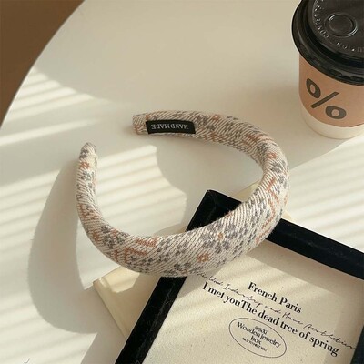 Retro austi gėlių kempinės galvos apdangalai Madingi plaukų aksesuarai moterims madingi aukšta kaukolė plaukų juosta plaukų juosta su lanku mergaičių galvos apdangalai