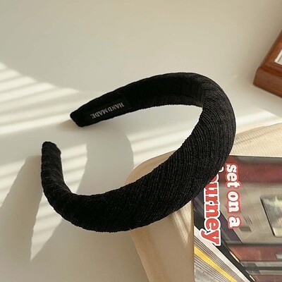 Žiemos vientisos spalvos audinys kempinė ruoželiniai galvos apdangalai Madingi plaukų aksesuarai Moterų tendencija plaukų juosta plaukų juosta su lanku mergaičių galvos apdangalai