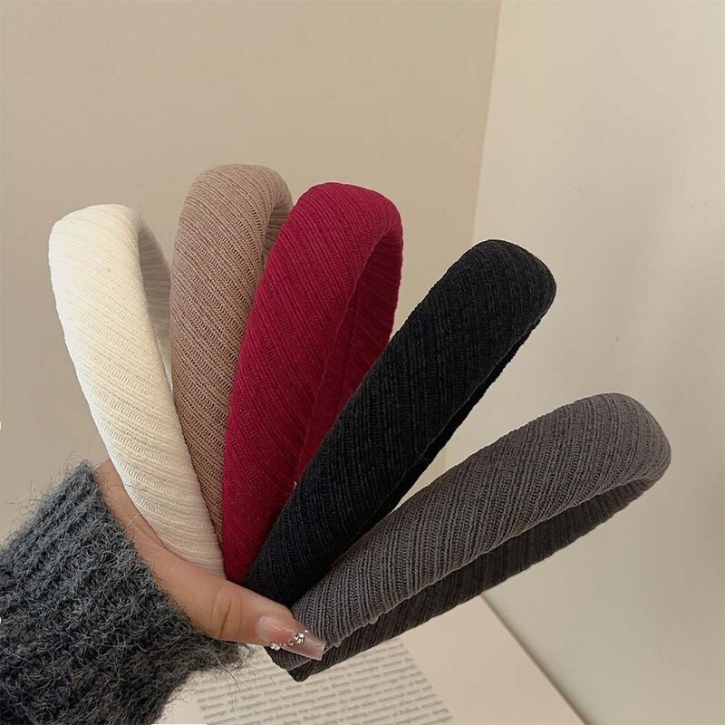 Žiemos vientisos spalvos audinys kempinė ruoželiniai galvos apdangalai Madingi plaukų aksesuarai Moterų tendencija plaukų juosta plaukų juosta su lanku mergaičių galvos apdangalai