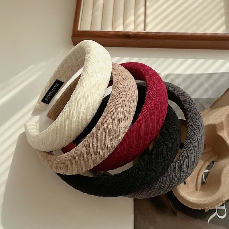 Žiemos vientisos spalvos audinys kempinė ruoželiniai galvos apdangalai Madingi plaukų aksesuarai Moterų tendencija plaukų juosta plaukų juosta su lanku mergaičių galvos apdangalai