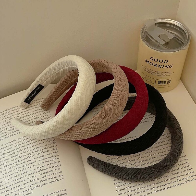 Žiemos vientisos spalvos audinys kempinė ruoželiniai galvos apdangalai Madingi plaukų aksesuarai Moterų tendencija plaukų juosta plaukų juosta su lanku mergaičių galvos apdangalai