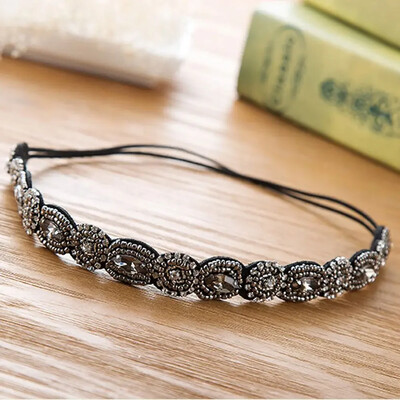 Bandă de păr cu strasuri boeme de modă, bentite elastice, tiara turcoaz de epocă cu margele, bentite elastice pentru femei.