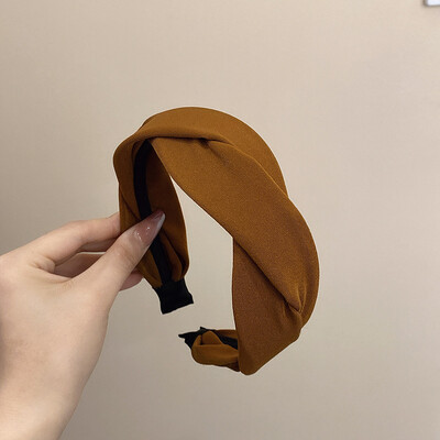 Bentiță elastică moale, împletită, solidă, pentru femei, la modă, banda laterală lată pentru păr, cerc, accesorii pentru păr pentru fete.