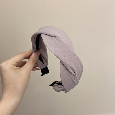 Bentiță elastică moale, împletită, solidă, pentru femei, la modă, banda laterală lată pentru păr, cerc, accesorii pentru păr pentru fete.