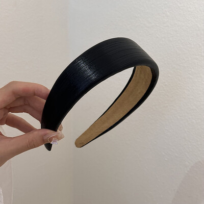 Bretele late din piele în stil coreean Bentite din PU auriu strălucitor argintiu Cerc de păr din burete simplu de modă Agrafă de păr pentru femei Articole pentru cap retro