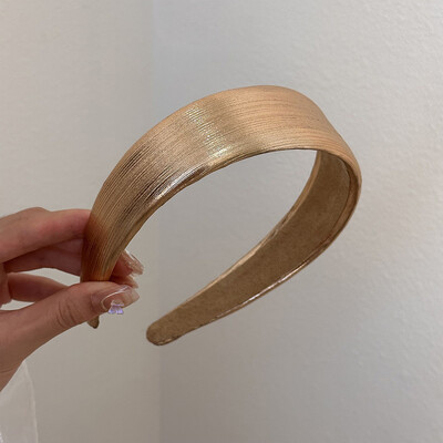 Bretele late din piele în stil coreean Bentite din PU auriu strălucitor argintiu Cerc de păr din burete simplu de modă Agrafă de păr pentru femei Articole pentru cap retro