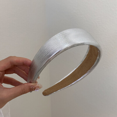 Bretele late din piele în stil coreean Bentite din PU auriu strălucitor argintiu Cerc de păr din burete simplu de modă Agrafă de păr pentru femei Articole pentru cap retro