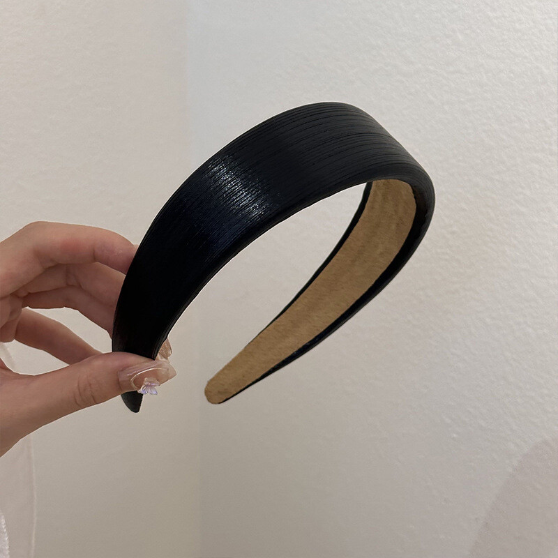 Bretele late din piele în stil coreean Bentite din PU auriu strălucitor argintiu Cerc de păr din burete simplu de modă Agrafă de păr pentru femei Articole pentru cap retro