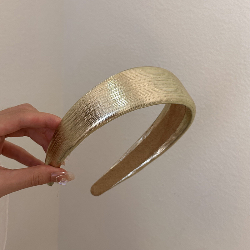 Bretele late din piele în stil coreean Bentite din PU auriu strălucitor argintiu Cerc de păr din burete simplu de modă Agrafă de păr pentru femei Articole pentru cap retro