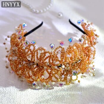 HNYYX Crystal Luxury Headband Μόδα Rhinestone Αξεσουάρ μαλλιών Πορτοκαλί Hairhoop Festive Party Headdress Headdress Headdress A95