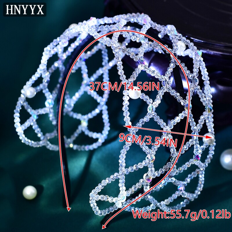 HNYYX Bandă de păr lată în stil baroc Cerc de păr cu perle Piesă de păr Vintage Accesorii de păr pentru petrecere, pentru nuntă, pentru femei A129