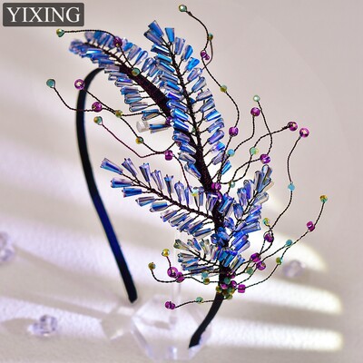 HNYYX kék kristályfejpántok nőknek Elegáns hajkiegészítők Party Hajkarika lányoknak Fényes strasszkő fejpántok A25