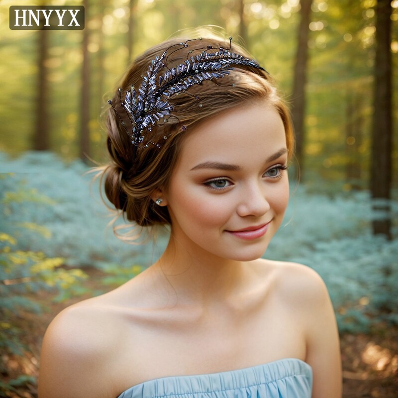 HNYYX kék kristályfejpántok nőknek Elegáns hajkiegészítők Party Hajkarika lányoknak Fényes strasszkő fejpántok A25