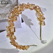 HNYYX Bentiță de cristal chihlimbar Accesorii de păr la modă Cerc de păr îngust cu stras pentru doamnă, petrecere, fete, bentite A18