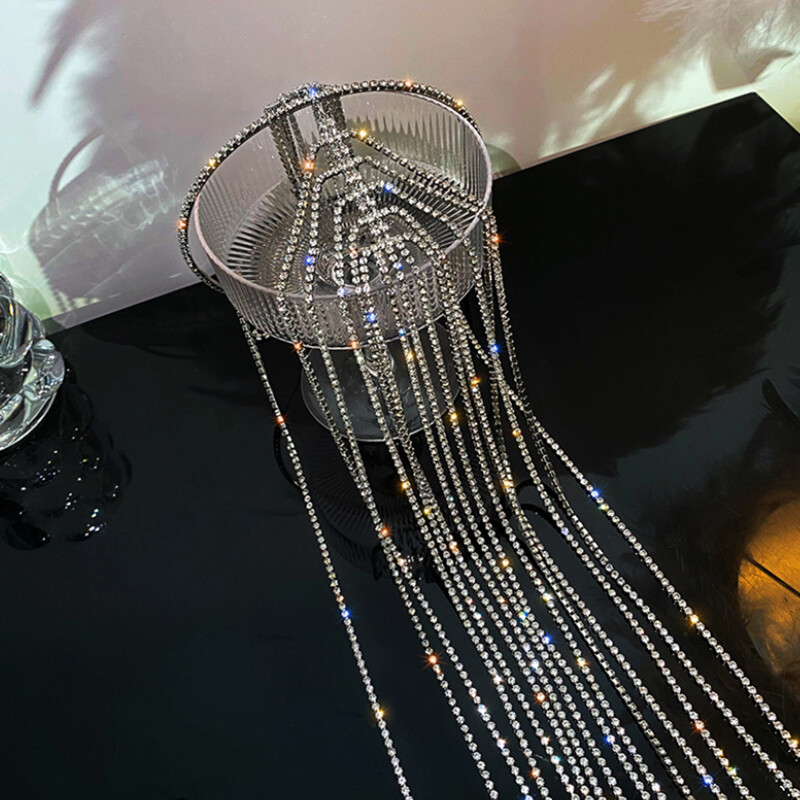 ZANLLOY Fashion ciucuri cu mai multe straturi bentita de cristal pentru femei strasuri strasuri cleme de par pentru petrecere de nunta accesorii de par bijuterii