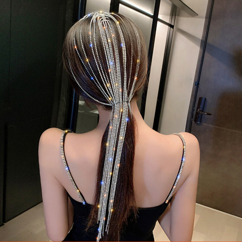 ZANLLOY Fashion ciucuri cu mai multe straturi bentita de cristal pentru femei strasuri strasuri cleme de par pentru petrecere de nunta accesorii de par bijuterii