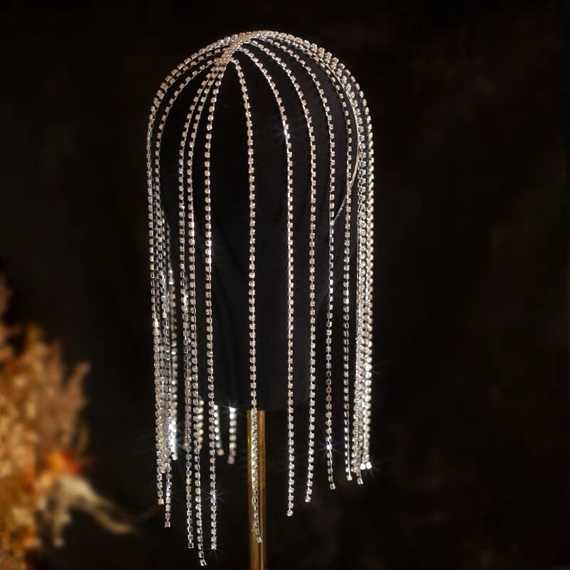 ZANLLOY Fashion ciucuri cu mai multe straturi bentita de cristal pentru femei strasuri strasuri cleme de par pentru petrecere de nunta accesorii de par bijuterii