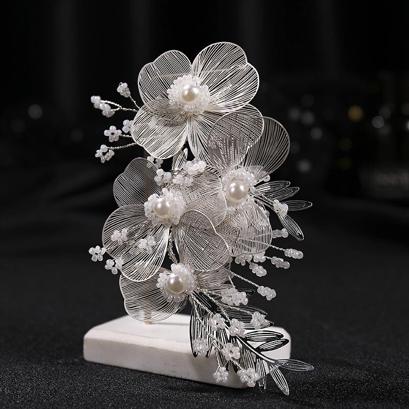 Vestuvių galvos apdangalai Gėlių perlų plaukų segtukai Vestuviniai plaukų aksesuarai moterims Plaukų papuošalai Nuotakos galvos apdangalas pamergės dovana