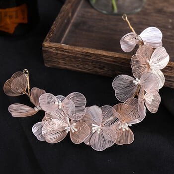 Fairy Flower Hairband Metal Floral Tiaras Bride Pearl Headdress for Women Καλαίσθητα κοσμήματα για τα μαλλιά γάμου Marrige Beauty Headbands