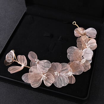 Fairy Flower Hairband Metal Floral Tiaras Bride Pearl Headdress for Women Καλαίσθητα κοσμήματα για τα μαλλιά γάμου Marrige Beauty Headbands