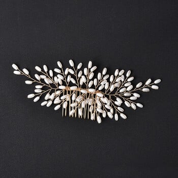 Crystal Pearl Hair Comb Clip Pin Pink από κράμα φύλλου Hair Hair Comb Χειροποίητη κεφαλόδεσμος Τιάρα για γυναίκες Νύφη Αξεσουάρ για τα μαλλιά Κοσμήματα