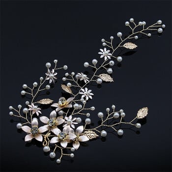 New Flower Bride Wedding Hair Vine Pearl Bridal Hair Piece Leaf Hair Accessories Headband for women and girls fashion κοσμήματα