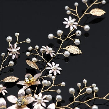 New Flower Bride Wedding Hair Vine Pearl Bridal Hair Piece Leaf Hair Accessories Headband for women and girls fashion κοσμήματα