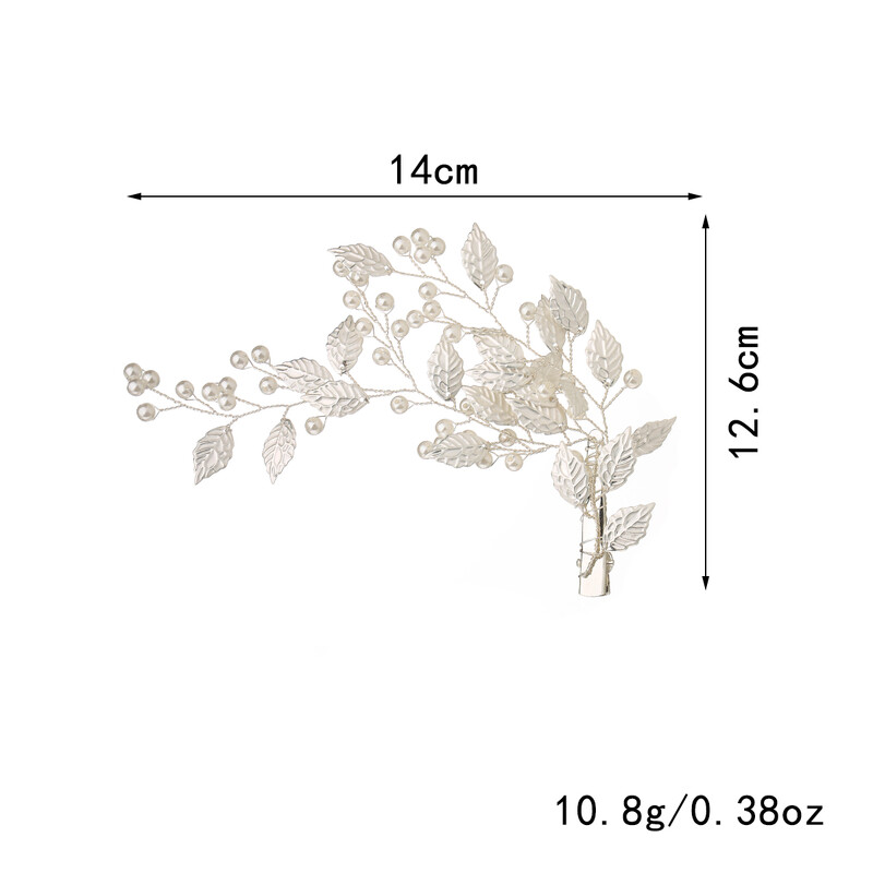 Pieptene de par nunta lucrat manual perla floare frunza clema mireasa podoaba nunta dame